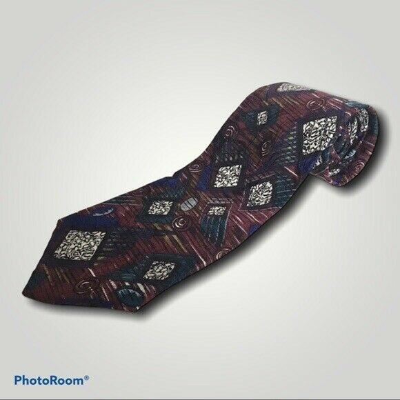 3/$20 Martin Wong Vintage 100% Silk Neck Tie Napa California Geometric Pattern - Picture 1 of 6
